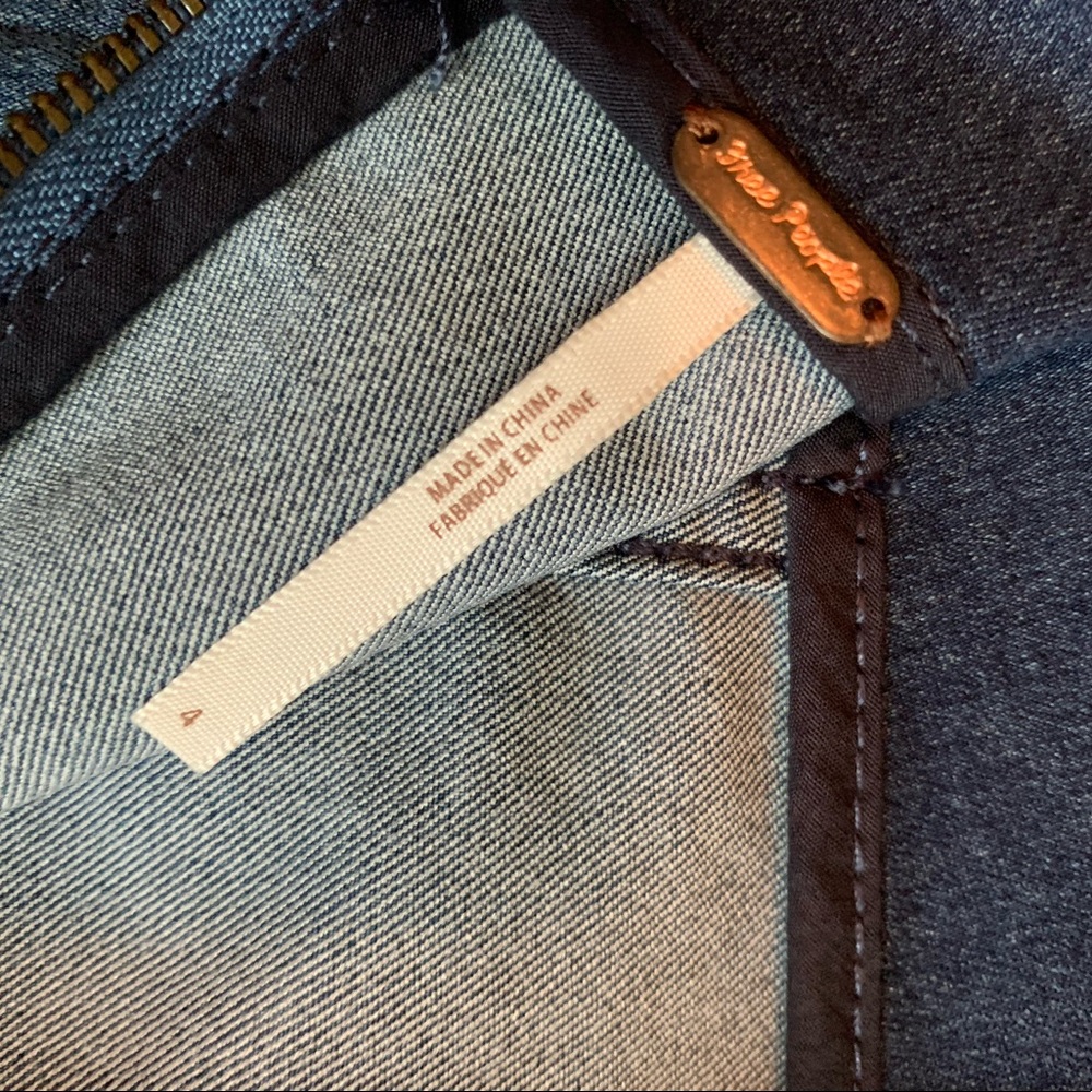 Free people denim two toned mini skirt
